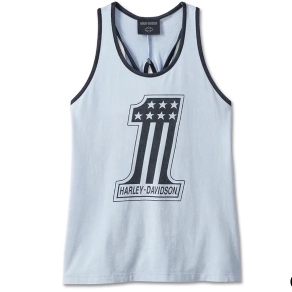 Harley-Davidson Women’s National Anthem Twist Back Tank - Skyway Blue - XL - Picture 2 of 8